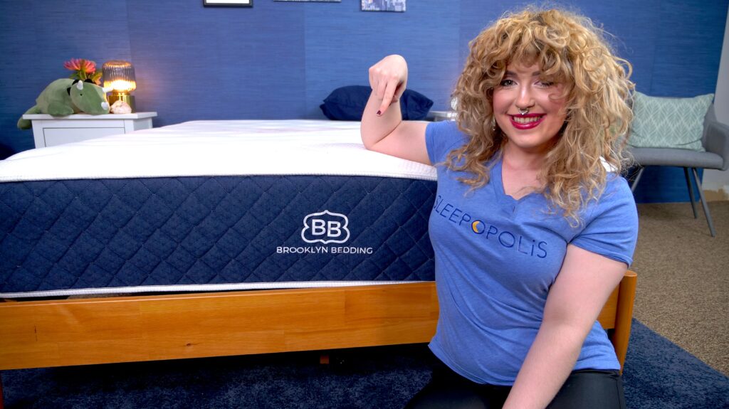 Nichole testing Brooklyn Bedding's Signature Hybrid